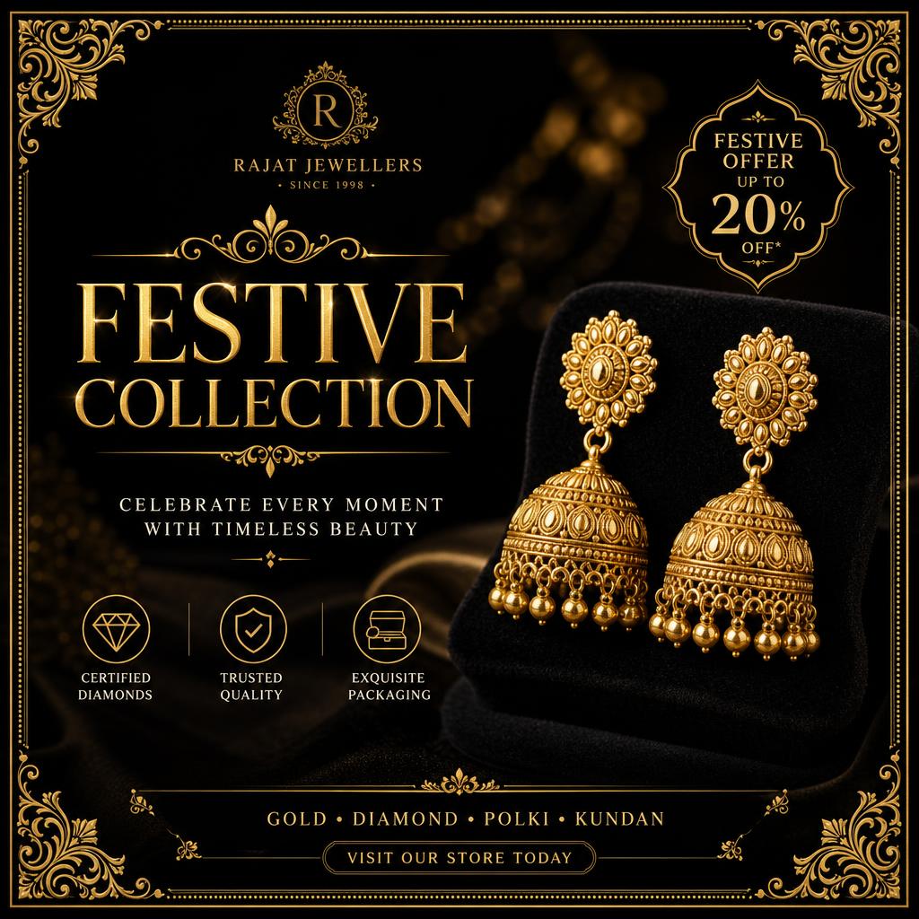 Festive post — Jewellery festive collection with ornamental gold border.