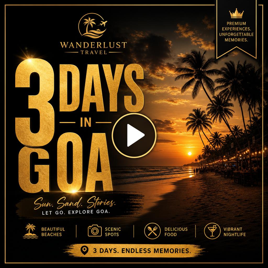 Reel cover — Travel itinerary cover with sunset visual and feature strip.